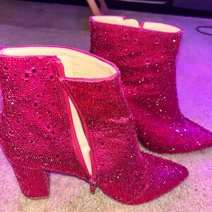 Betsey Johnson Glittering Fuchsia Ankle Boots